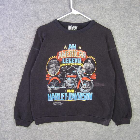 Vintage Elvis Presley Harley Davidson Sweater Mens Medium American Legend 90s - Picture 1 of 12